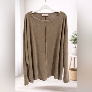 Zanzea Olive Ribbed Crew Neck Sweater